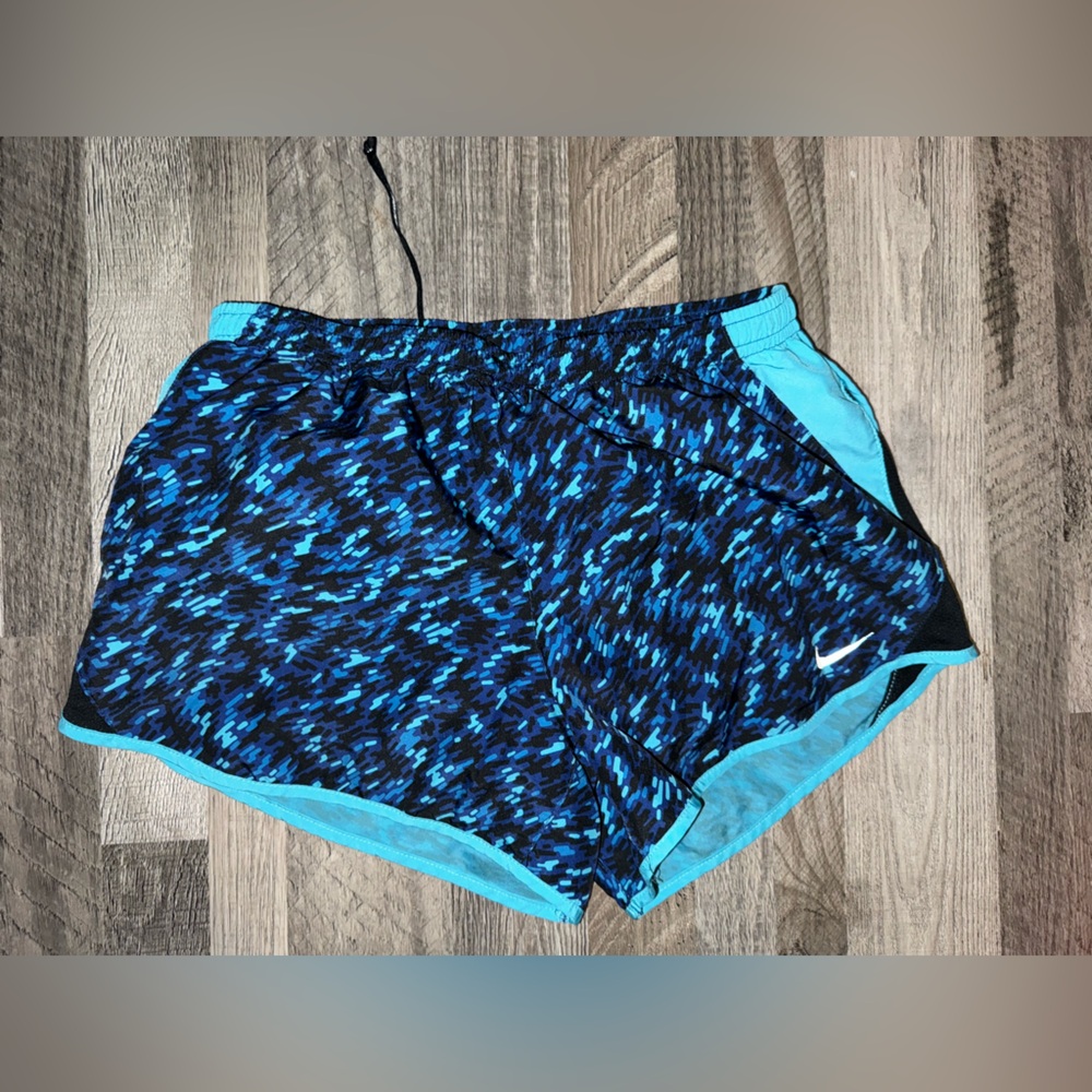Nike Blue and Black Patterned Athletic Shorts